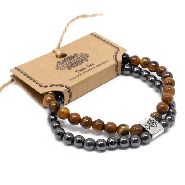 Pulseira de pedras preciosas magnéticas - Tiger Eye
