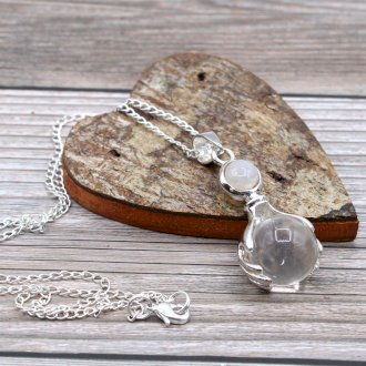 Pingente de mãos curativas de pedras preciosas - rocha de quartzo