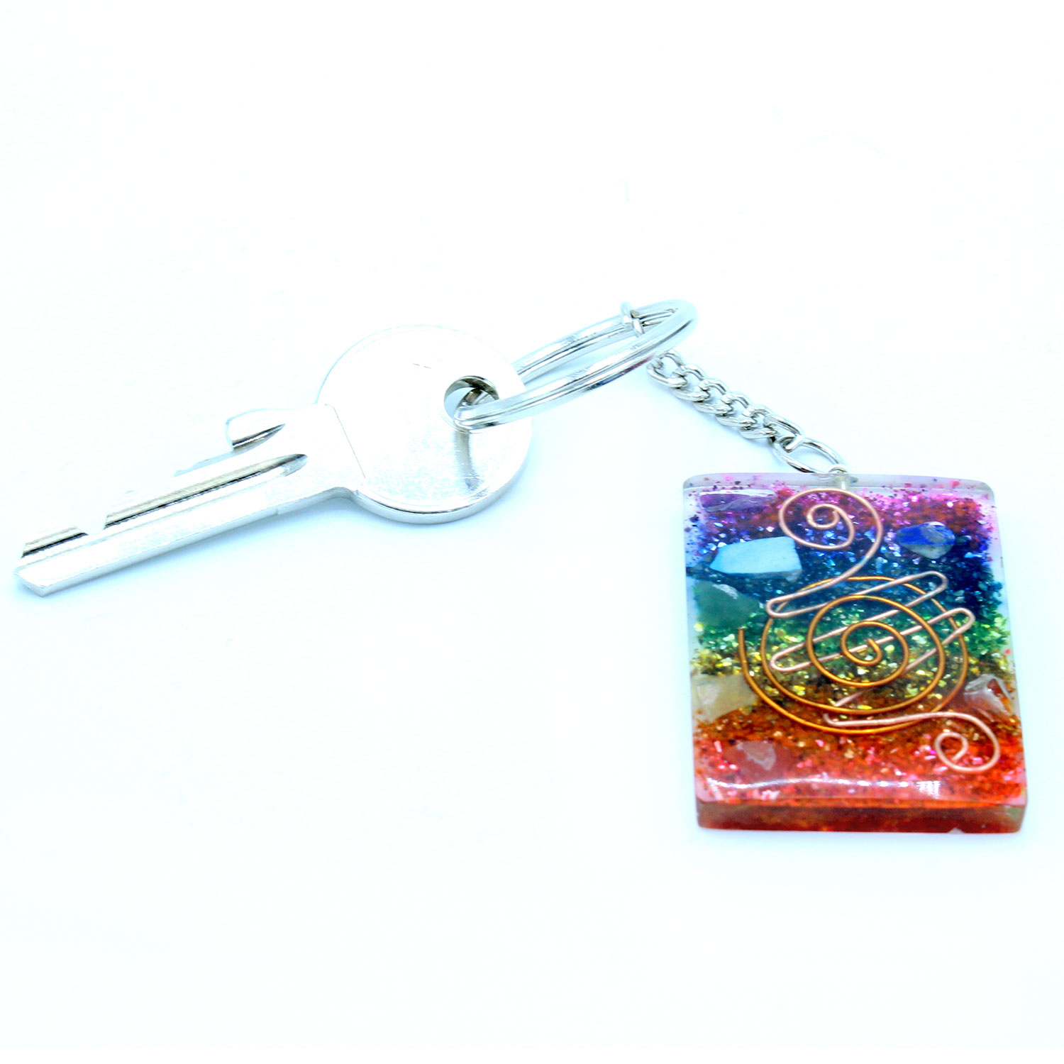 38588 Orgonite Power Keyring - Home Protect Copper and Chakra