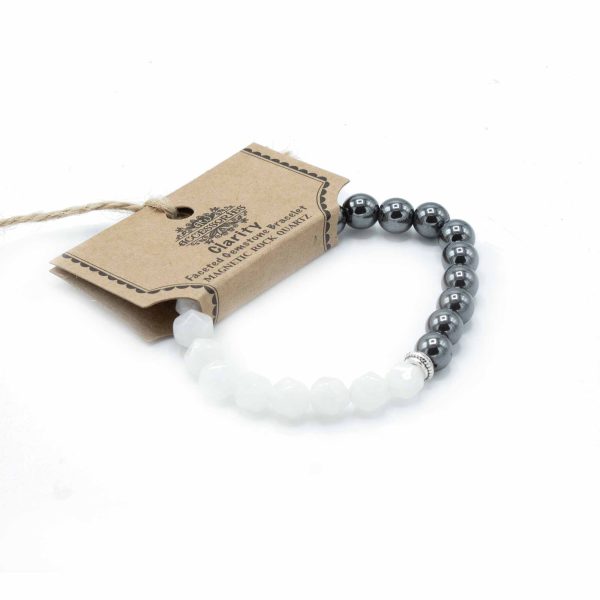 Pulseira de pedras preciosas talhadas - Quartzo de rocha magnética