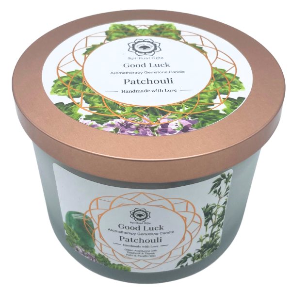 Vela de Patchouli e Aventurina Verde - Boa Sorte