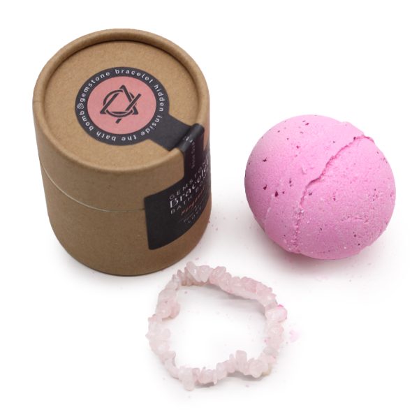 Bomba de Banho com Pulseira de Gemas - Quartzo Rosa