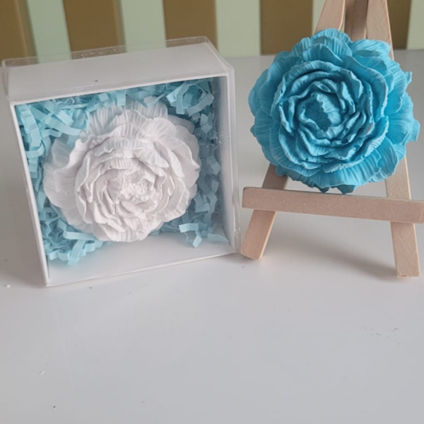 escultura de flor de gesso feita à mão peônia presente minimalista